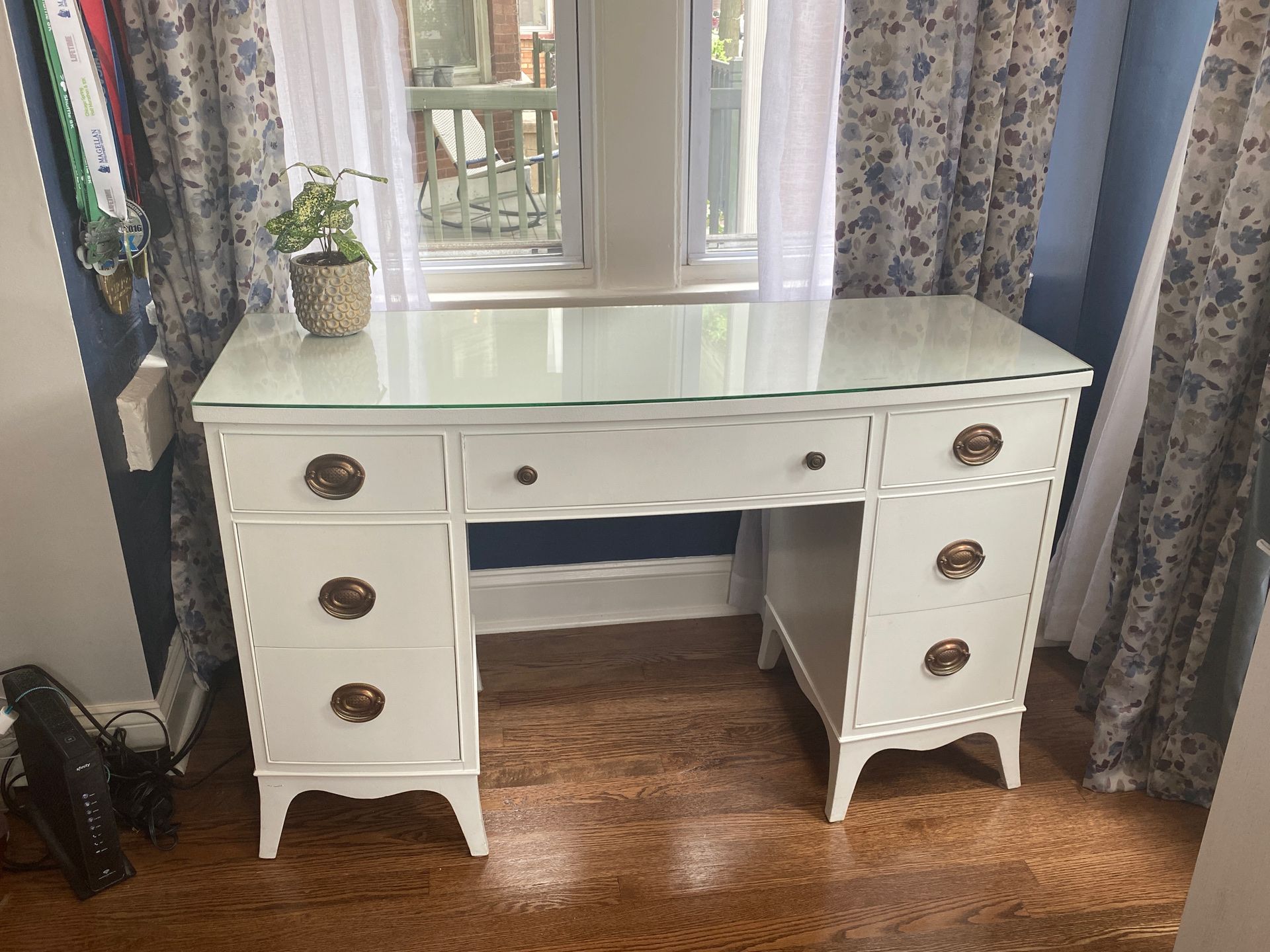 Painted White Wood Desk