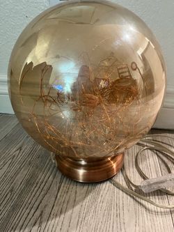 Modern Glass Globe LED Table Lamp – Rose Gold
