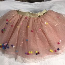 Fun And Sparkly Tulle, Glitter And Pom Poms Girls Skirt