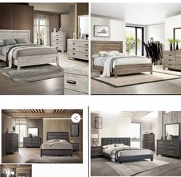 4- Pc Bedroom set Dresser,Mirror  Nightstand (1) Queen size bed frame  Not including Mattress and Box Sp