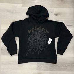 All black sp5der hoodie size Medium