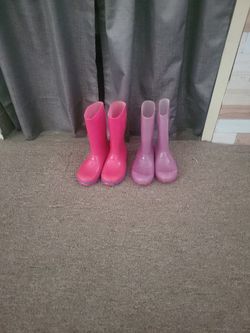 Pink Rain Boots And Purple Rain Boots Size 13 Each Pair