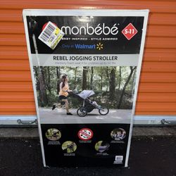 Monbebe Rebel Jogging Stroller, Gray and Black Pinstripe