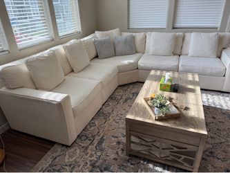 Large Cream/Off-White L-Shaped Sectional Sofa