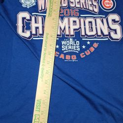 NWT MLB Chicago Cubs Baseball 2016 World Series Champs Shirt Women's  LARGE Blue
