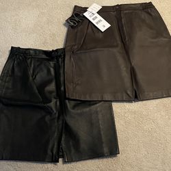 Faux Leather Skirts - Women