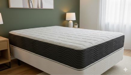 New full mattress and box spring 2 pc bed frame is not included