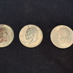 Lot Of Three 1976, 1972 Eisenhower Ike Silver Dollars