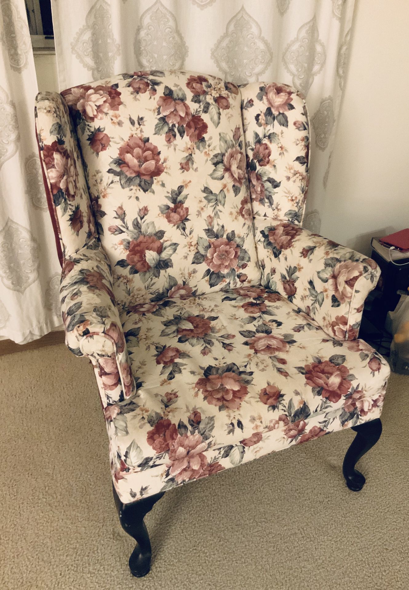 Flower Pattern Fabric Arm Chair