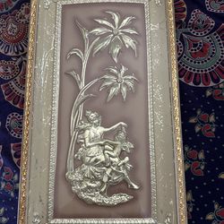 Vintage Metalcraft Four Seasons Wall Art – Spring Cherub Relief Frame