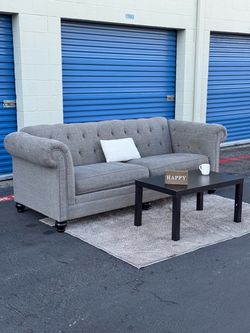 Gray Tufted Chesterfield Sofa