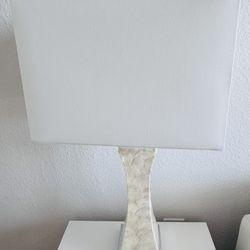 Designer capiz shell lamp w/dimmable touch control and USB ports (set of 2)