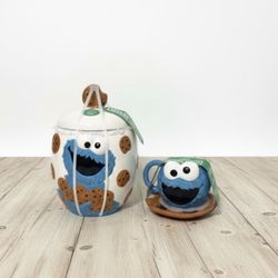 Cookie Monster Cookie Jar And Matching Cup