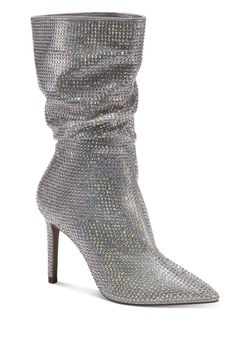  Raquell Rhinestone Slouch Dress Boots Size 8.5