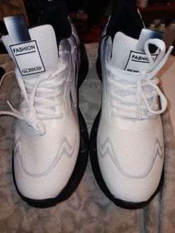 Black and white running shoes