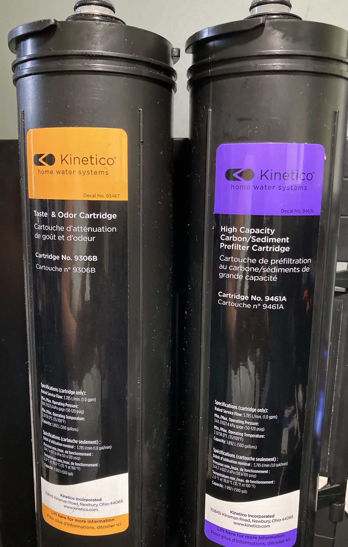 KINETICO Reverse Osmosis K5 A200 Filter 9461A Purple 9306B Orange Taste Odor