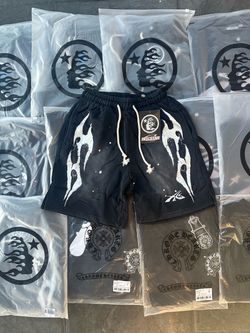 Hellstar Black Graphic Shorts with Tags