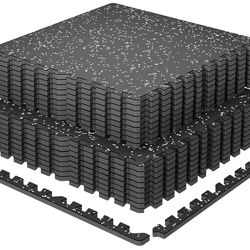 SUPERJARE 0.79'' Extra-Thick Exercise Equipment Mats, 18 Pcs 72 Sq Ft Rubber Top Floor Tiles with High Density EVA Foam, Interlocking Gym Flooring for