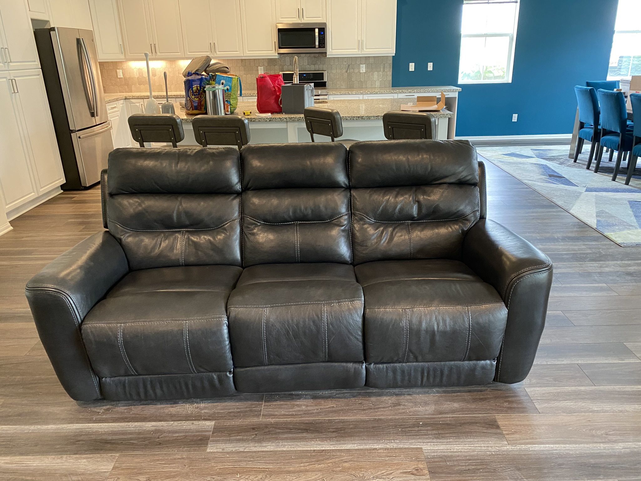 PENDING Living Spaces reclining leather sofa 