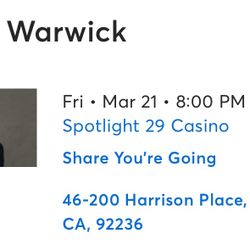 Dionne Warwick Tickets March 21