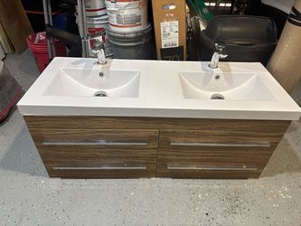Double Sink Bathroom Vanity with Faucets