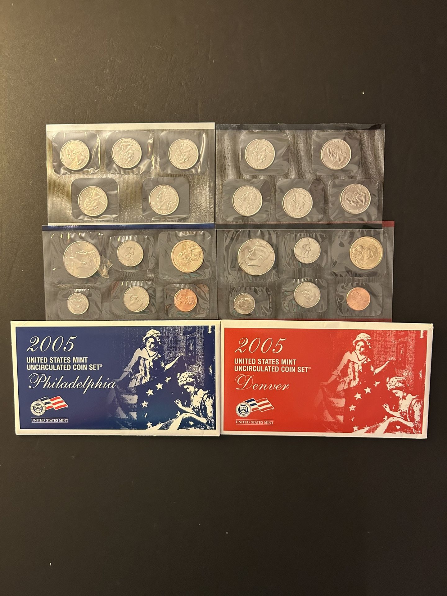 Coins – 2005 Mint Set in original mint packaging - 11 Philadelphia coins and 11 Denver coins  - Total 22 Coins $12