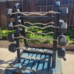 Hampton Fixed Curl Barbell Weight Set And Rack