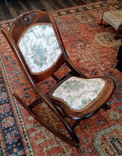 Circa Early 1900's Antique Mahogany Folding Rocking Chair