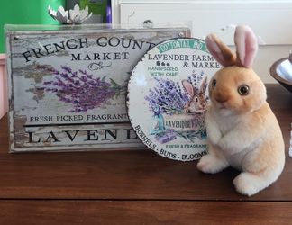 New Plush Bunny Rabbit and Lavender Signs