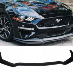Fits 18-22 Ford Mustang GT Style Front Bumper Lip Spoiler Kit Unpainted Black PP