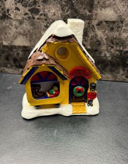 Ceramic Christmas Village Tea Light Holders, Ceramic Christmas Village Display