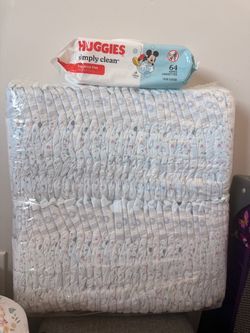 Disney Size 4 diapers Bulk Baby Diapers with Huggies Simply Clean Wipes 64 count NEW UNOPENED!