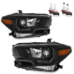 ROADEAL Headlights Assembly for 2016-2023 Toyota Tacoma (Fits Models w/o Factory LED DRL Only) Headlamp Replacement Driver & Passenger Side