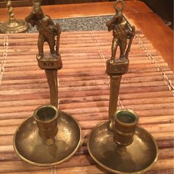 Brass Candleholders   Antique