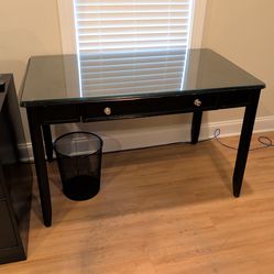 Desk with drawer and glass top