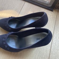 Navy Blue Suede High Heel Shoes
