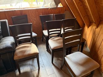 Set of 8 Dark Wood Dining Chairs