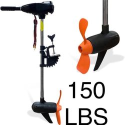 150 LBS Thrust Trolling Motor Stepless Speed Electric Outboard Brushless for Fishing Boats Saltwater Transom Mounted with Adiustable Handle 24V 20" S