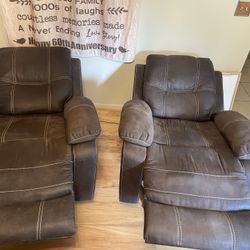 2 Brown Electric Recliners