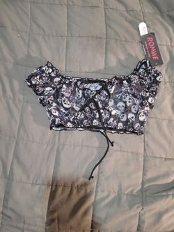 Romwe Skull Print Mesh Crop Top