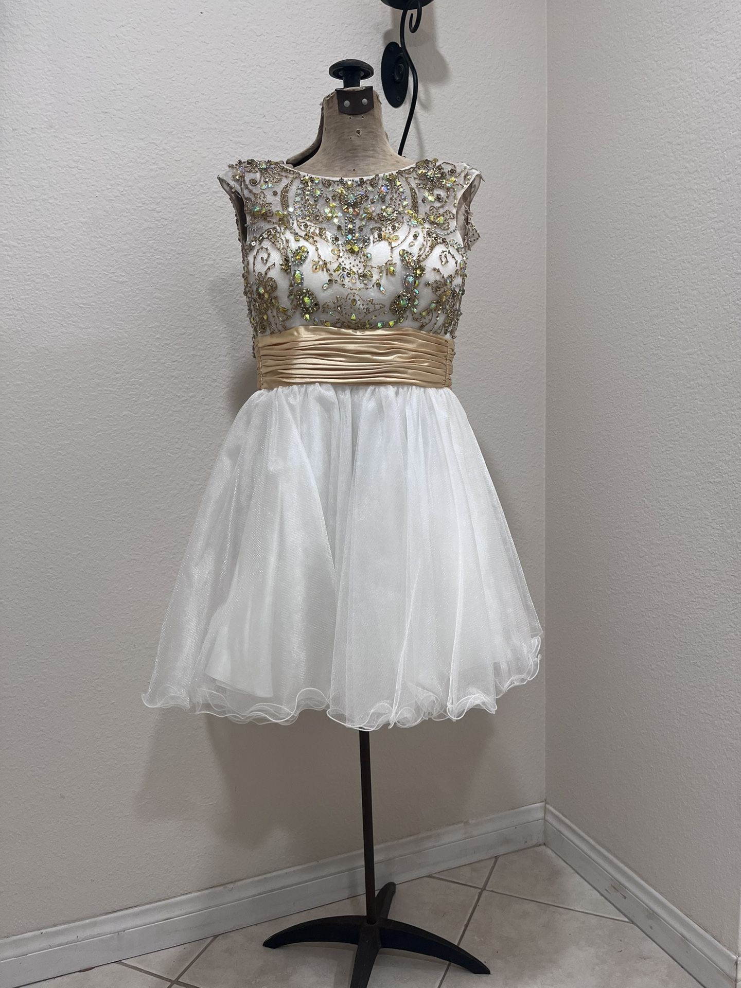 Size XS - Formal Short Dress - Multi Layer Shimmery Tool & Satin