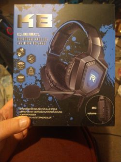 Blue Gaming Headset With Triple Adapter Wires