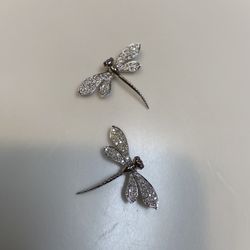 14KT White Gold & Diamond Dragonfly Pin