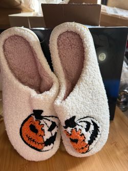 Halloween Pumpkin Fuzzy Slippers