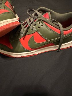 Nike Dunk Low Olive Green and Red Sneakers
