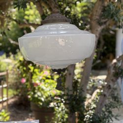 Antique 1920s Glass Ceiling Schoolhouse Light Fixture 