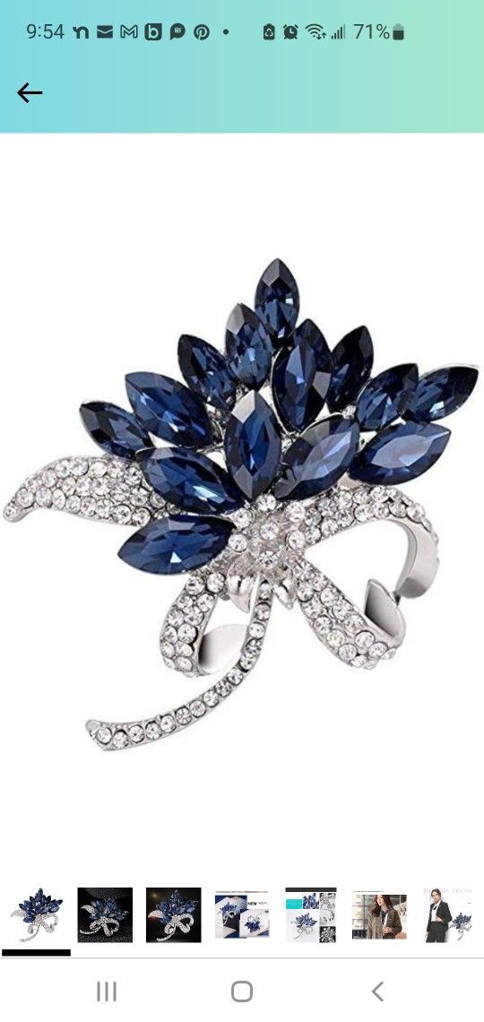 Flower Brooch Pin Crystal Rhinestones Breastpin for Wedding/Banquet/Bouquet