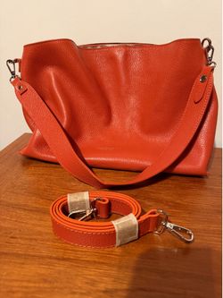 Viola Castellani Handbag Tote Hand/shoulder/crossbody Pebble Leather Italy Ornge