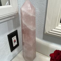 13.5in Polished Rose Quartz Crystal- Standing 