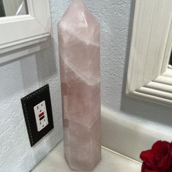 13.5in Polished Rose Quartz Crystal- Standing